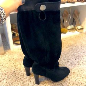 Michael Kors Black suede slouchy boots